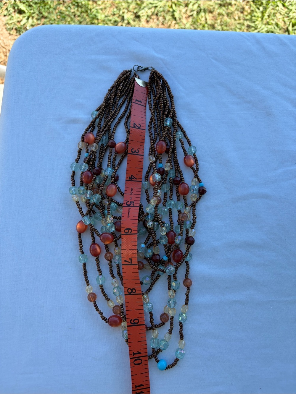 Layered Beaded Necklace - Blue & Brown - Picture 8 of 8